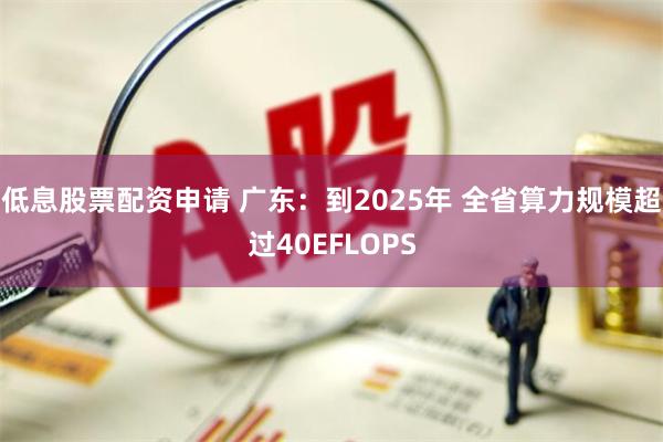 低息股票配资申请 广东：到2025年 全省算力规模超过40EFLOPS